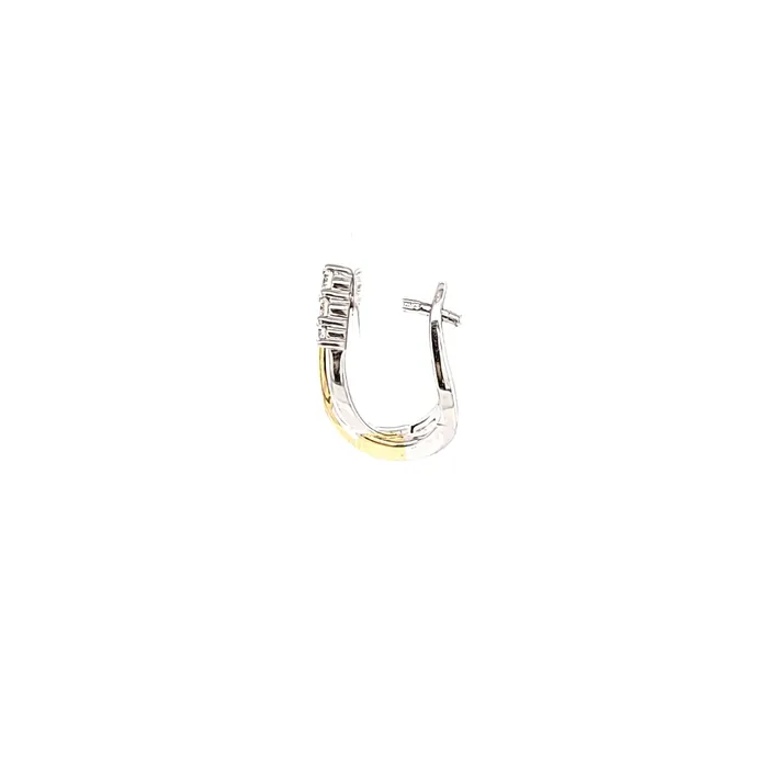 Bassali Earrings Two Tone Diamond Twist Huggie Earrings I6226