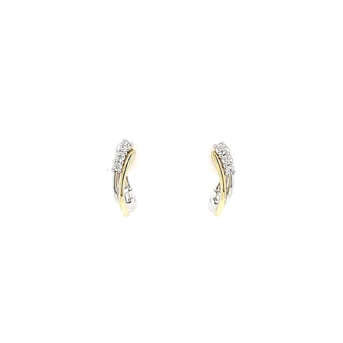 Bassali Earrings Two Tone Diamond Twist Huggie Earrings I6226
