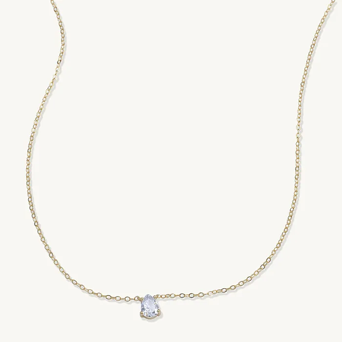 Birthstone Pear Shaped Necklace April Camile Stone Necklaces