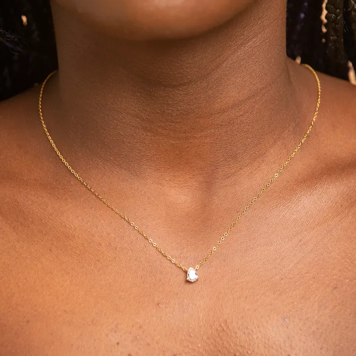 Birthstone Pear Shaped Necklace April Camile Stone Necklaces