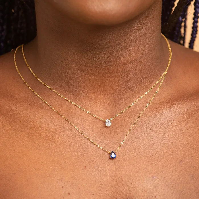 Birthstone Pear Shaped Necklace April Camile Stone Necklaces