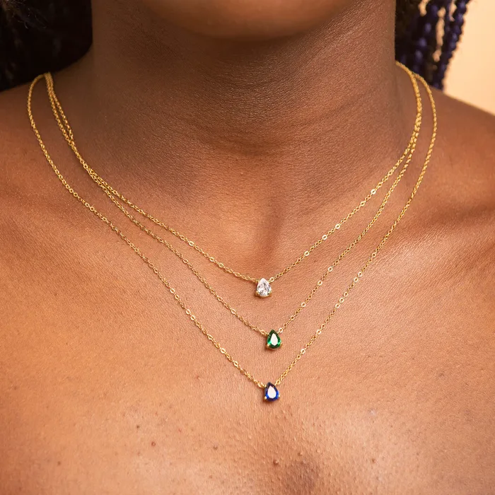 Birthstone Pear Shaped Necklace April Camile Stone Necklaces