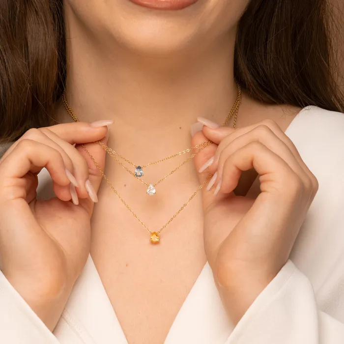 Birthstone Pear Shaped Necklace April Camile Stone Necklaces
