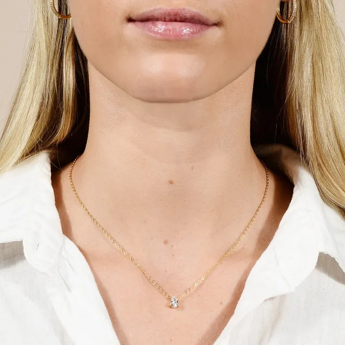 Birthstone Pear Shaped Necklace April Camile Stone Necklaces