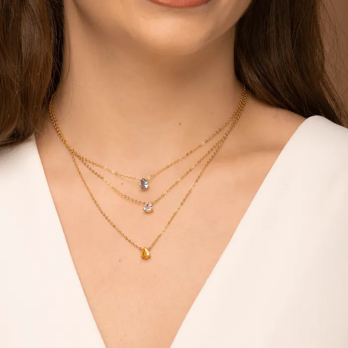 Birthstone Pear Shaped Necklace April Camile Stone Necklaces