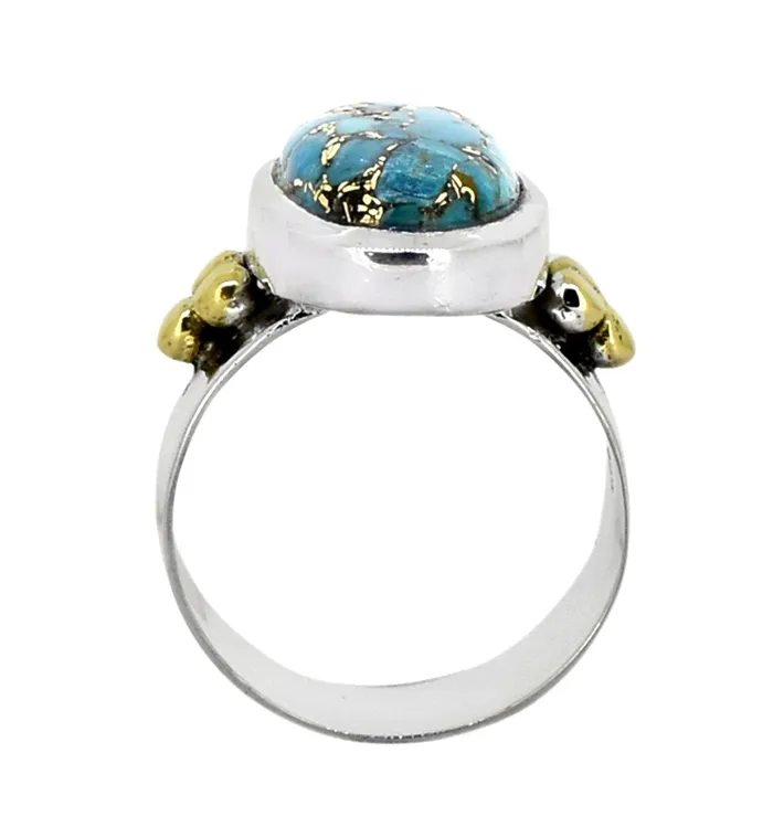 Blue Copper Turquoise Solid 925 Sterling Silver Brass Ring Genuine Gemstone Jewelry YoTreasure Rings Blue Copper Turquoise Solid 925 Sterling Silver Brass Ring Genuine Gemstone Jewelry YoTreasure Rings