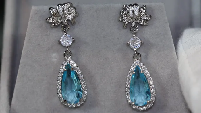 Blue Diamond Earrings Aquamarine Blue Diamond Earrings Womens Diamond Earrings Lab Diamonds London Earrings