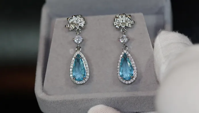 Blue Diamond Earrings Aquamarine Blue Diamond Earrings Womens Diamond Earrings Lab Diamonds London Earrings