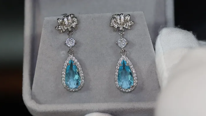 Blue Diamond Earrings Aquamarine Blue Diamond Earrings Womens Diamond Earrings Lab Diamonds London Earrings