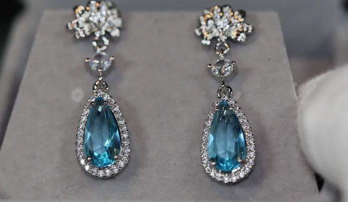 Blue Diamond Earrings Aquamarine Blue Diamond Earrings Womens Diamond Earrings Lab Diamonds London Earrings