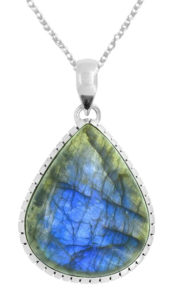 Blue Fire Labradorite Gemstone Pendant Fashion Women Sterling Silver Chain Necklace Jewelry 18 YoTreasure Necklaces Blue Fire Labradorite Gemstone Pendant Fashion Women Sterling Silver Chain Necklace Jewelry 18 YoTreasure Necklaces
