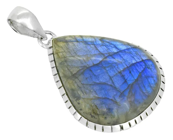 Blue Fire Labradorite Gemstone Pendant Fashion Women Sterling Silver Chain Necklace Jewelry 18 YoTreasure Necklaces