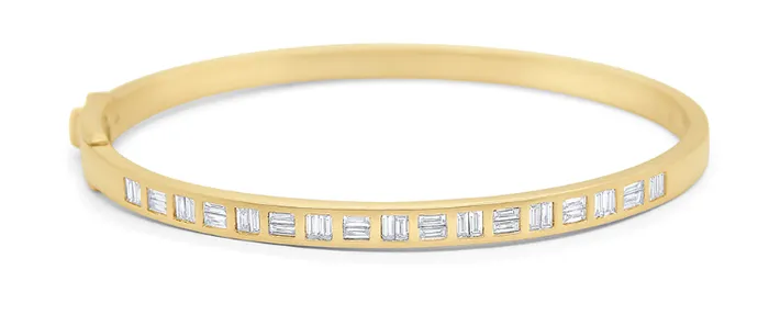 Bracelets KC Designs 14k Matte Yellow Gold Baguette Diamond Bangle Bracelet I8334 Bracelets KC Designs 14k Matte Yellow Gold Baguette Diamond Bangle Bracelet I8334
