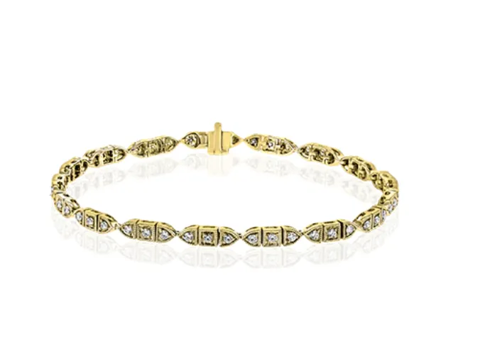 Bracelets Zeghani 14k Yellow Gold Diamond Milgrain Edged Pod Segment Bracelet I6822 Bracelets Zeghani 14k Yellow Gold Diamond Milgrain Edged Pod Segment Bracelet I6822