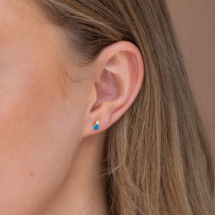 Camile Stone Blue Opal Sapphire Stud Earrings Earrings Camile Stone Blue Opal Sapphire Stud Earrings Earrings