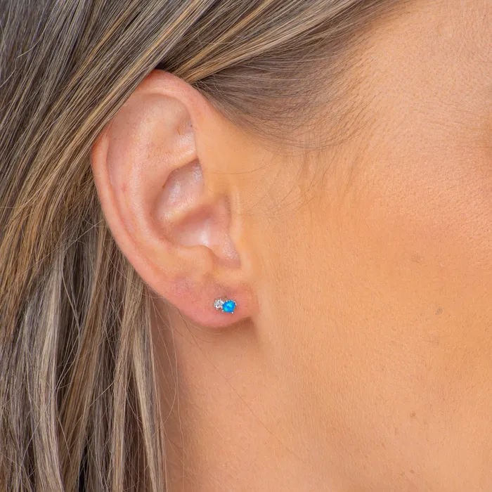 Camile Stone Blue Opal Sapphire Stud Earrings Earrings Camile Stone Blue Opal Sapphire Stud Earrings Earrings