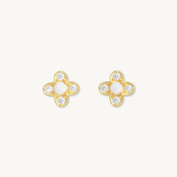 Camile Stone Earrings Clover Opal Zirconia Stud Earrings