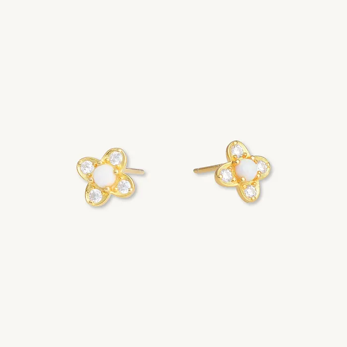 Camile Stone Earrings Clover Opal Zirconia Stud Earrings Camile Stone Earrings Clover Opal Zirconia Stud Earrings