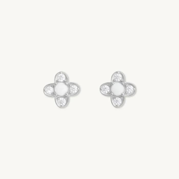 Camile Stone Earrings Clover Opal Zirconia Stud Earrings Camile Stone Earrings Clover Opal Zirconia Stud Earrings