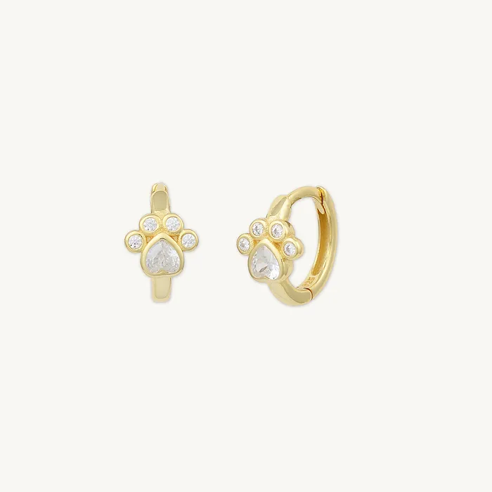Camile Stone Earrings Dog Paw Sapphire Huggie Earrings