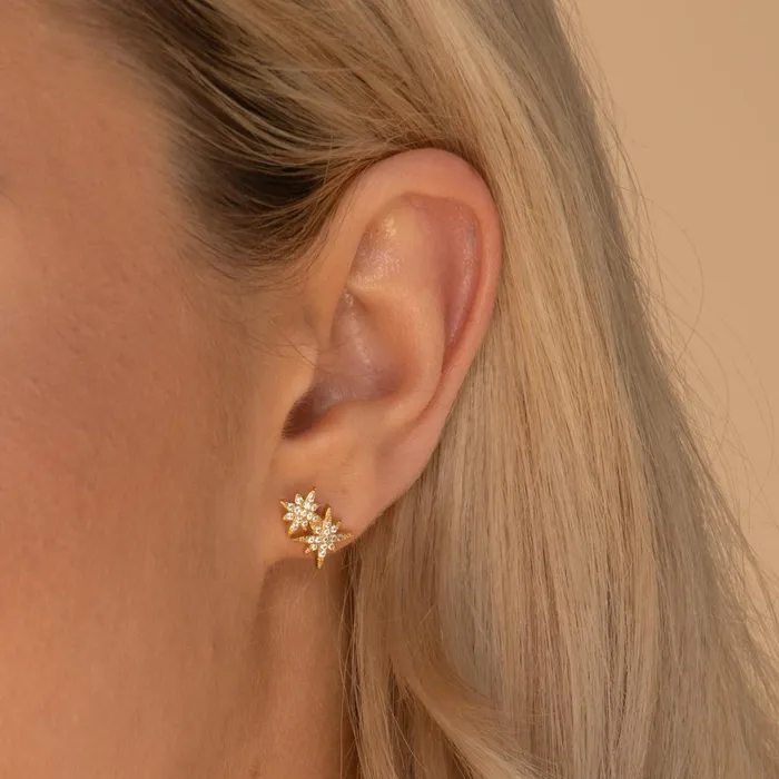 Camile Stone Earrings Double North Star Sapphire Stud Earrings Camile Stone Earrings Double North Star Sapphire Stud Earrings