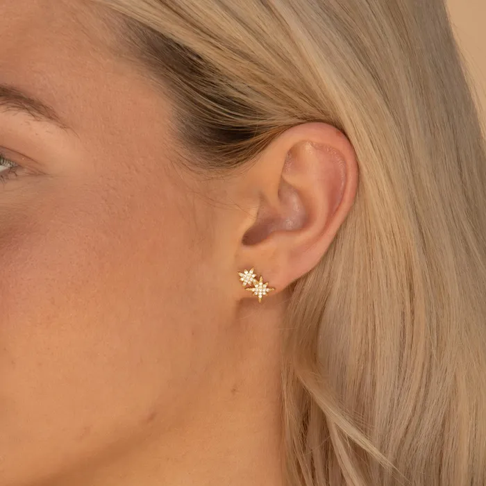 Camile Stone Earrings Double North Star Sapphire Stud Earrings Camile Stone Earrings Double North Star Sapphire Stud Earrings