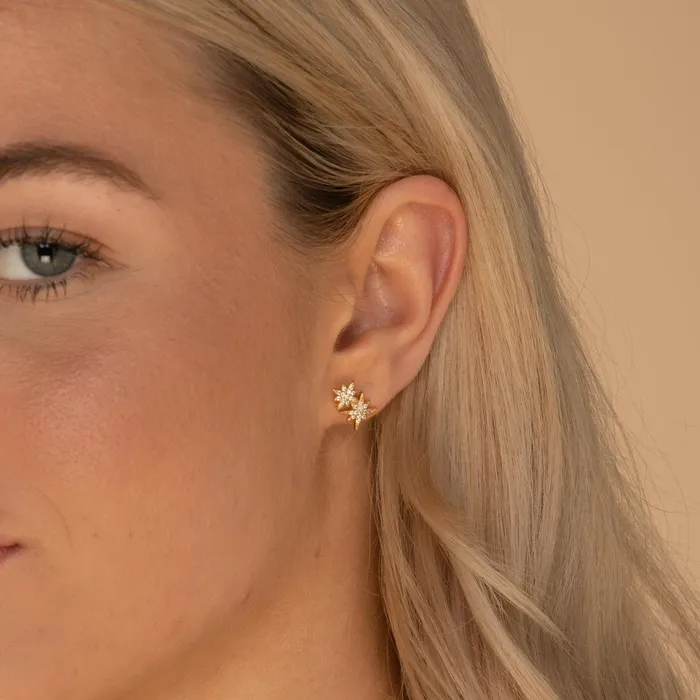 Camile Stone Earrings Double North Star Sapphire Stud Earrings Camile Stone Earrings Double North Star Sapphire Stud Earrings