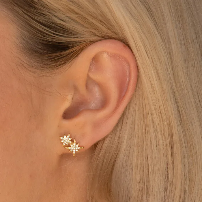 Camile Stone Earrings Double North Star Sapphire Stud Earrings Camile Stone Earrings Double North Star Sapphire Stud Earrings