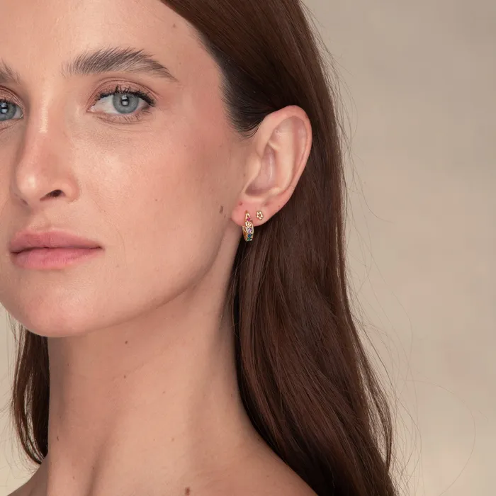Camile Stone Earrings Rainbow Baguette Sapphire Hoop Earrings Camile Stone Earrings Rainbow Baguette Sapphire Hoop Earrings