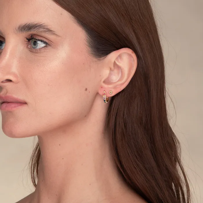 Camile Stone Earrings Rainbow Baguette Sapphire Hoop Earrings Camile Stone Earrings Rainbow Baguette Sapphire Hoop Earrings