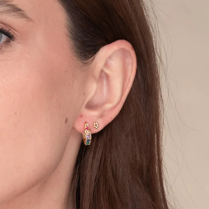 Camile Stone Earrings Rainbow Baguette Sapphire Hoop Earrings Camile Stone Earrings Rainbow Baguette Sapphire Hoop Earrings