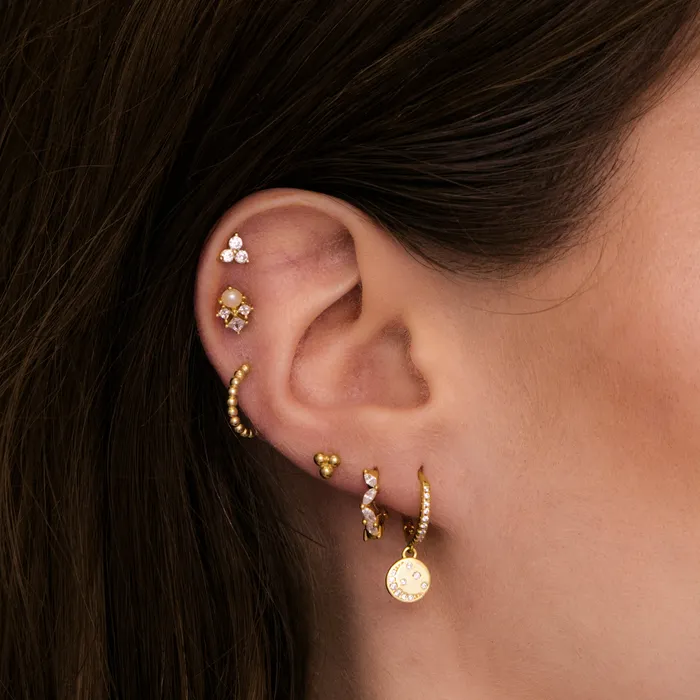Camile Stone Earrings Tiny Lotus Ball Stud Earrings