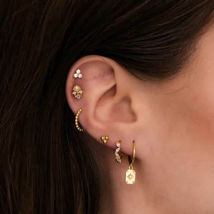 Camile Stone Earrings Tiny Lotus Ball Stud Earrings