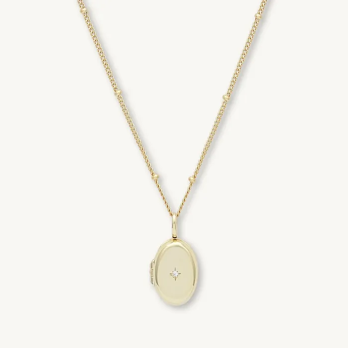 Camile Stone North Star Oval Photo Locket Necklace Necklaces