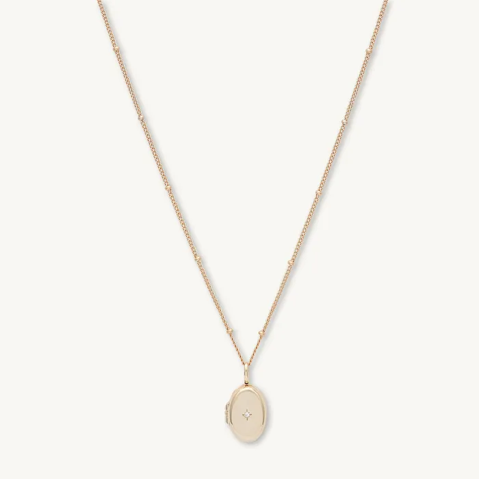 Camile Stone North Star Oval Photo Locket Necklace Necklaces