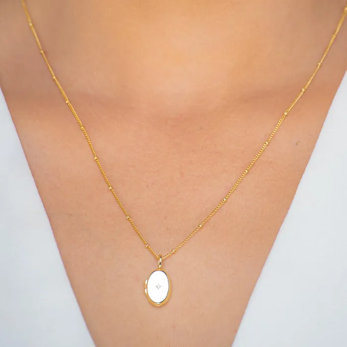 Camile Stone North Star Oval Photo Locket Necklace Necklaces