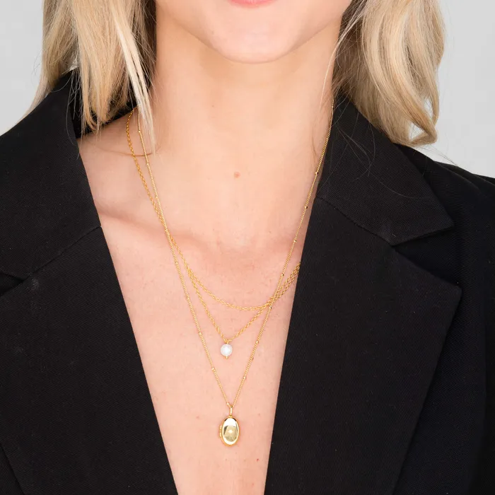Camile Stone North Star Oval Photo Locket Necklace Necklaces