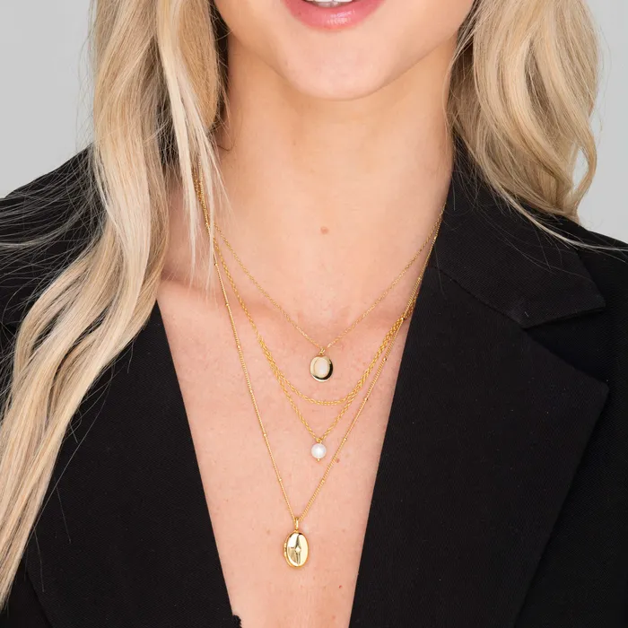 Camile Stone North Star Oval Photo Locket Necklace Necklaces