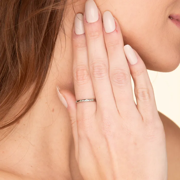 Camile Stone Rings Emerald Station Stacking Band Ring