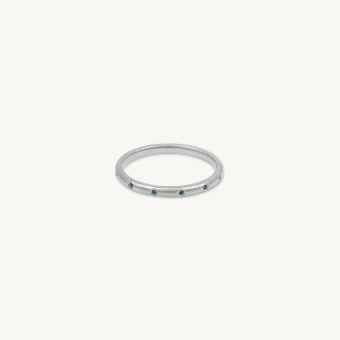 Camile Stone Rings Emerald Station Stacking Band Ring