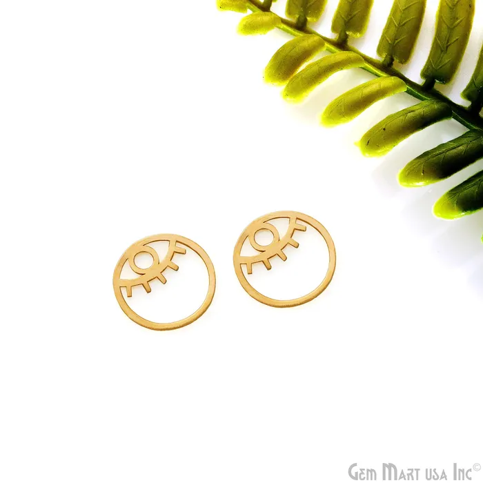 Charm Necklaces Evil Eye Round Shape Laser Finding Gold Plated 15mm Charm For Bracelets Pendants GemMartUSA