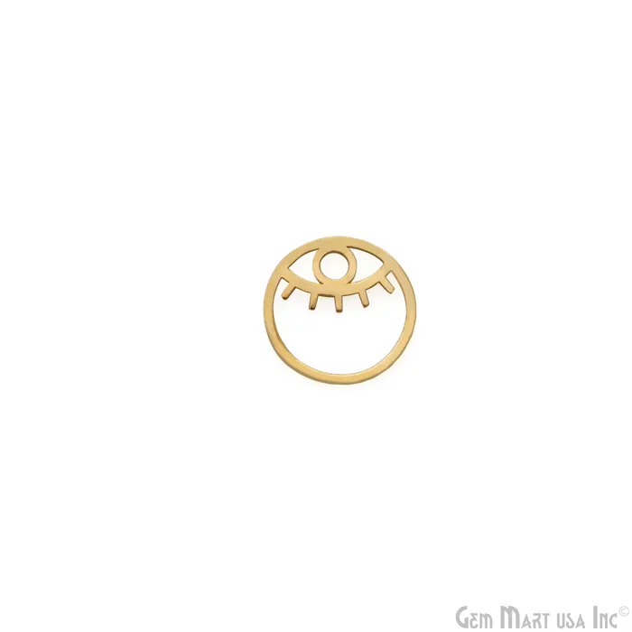 Charm Necklaces Evil Eye Round Shape Laser Finding Gold Plated 15mm Charm For Bracelets Pendants GemMartUSA