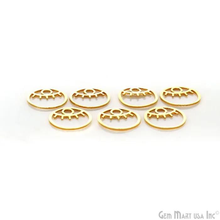 Charm Necklaces Evil Eye Round Shape Laser Finding Gold Plated 15mm Charm For Bracelets Pendants GemMartUSA
