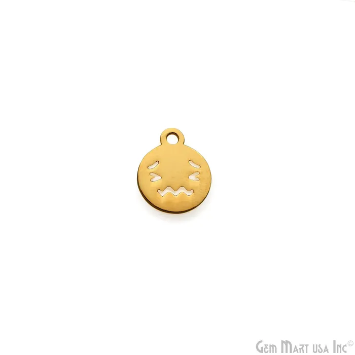 Charm Necklaces GemMartUSA Sad Emoji Face Laser Charm Finding Gold Plated 148x12mm Charm For Bracelets Pendants Charm Necklaces GemMartUSA Sad Emoji Face Laser Charm Finding Gold Plated 148x12mm Charm For Bracelets Pendants