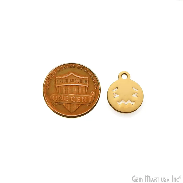 Charm Necklaces GemMartUSA Sad Emoji Face Laser Charm Finding Gold Plated 148x12mm Charm For Bracelets Pendants Charm Necklaces GemMartUSA Sad Emoji Face Laser Charm Finding Gold Plated 148x12mm Charm For Bracelets Pendants