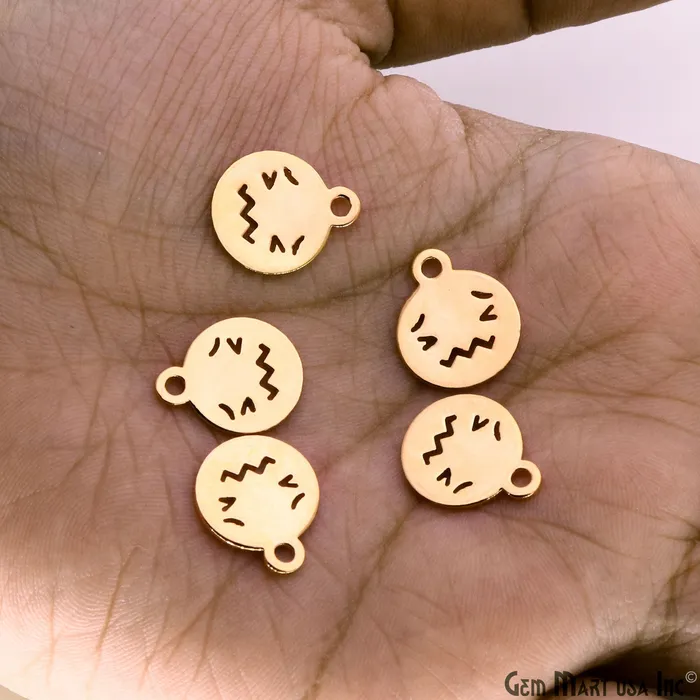 Charm Necklaces GemMartUSA Sad Emoji Face Laser Charm Finding Gold Plated 148x12mm Charm For Bracelets Pendants Charm Necklaces GemMartUSA Sad Emoji Face Laser Charm Finding Gold Plated 148x12mm Charm For Bracelets Pendants