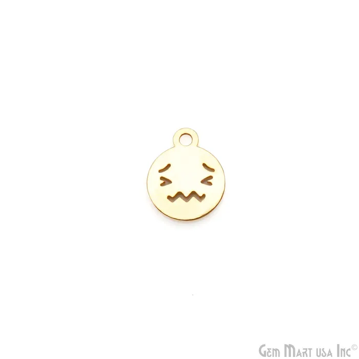 Charm Necklaces GemMartUSA Sad Emoji Face Laser Charm Finding Gold Plated 148x12mm Charm For Bracelets Pendants Charm Necklaces GemMartUSA Sad Emoji Face Laser Charm Finding Gold Plated 148x12mm Charm For Bracelets Pendants