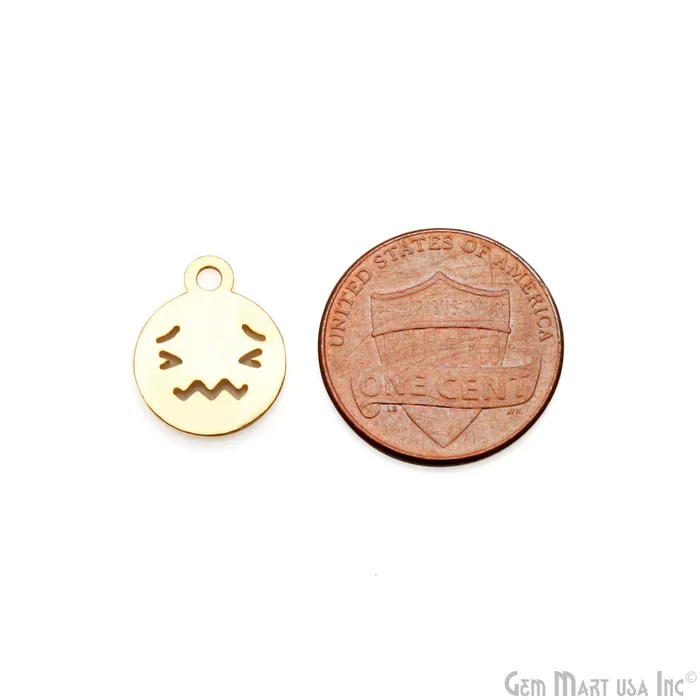 Charm Necklaces GemMartUSA Sad Emoji Face Laser Charm Finding Gold Plated 148x12mm Charm For Bracelets Pendants Charm Necklaces GemMartUSA Sad Emoji Face Laser Charm Finding Gold Plated 148x12mm Charm For Bracelets Pendants