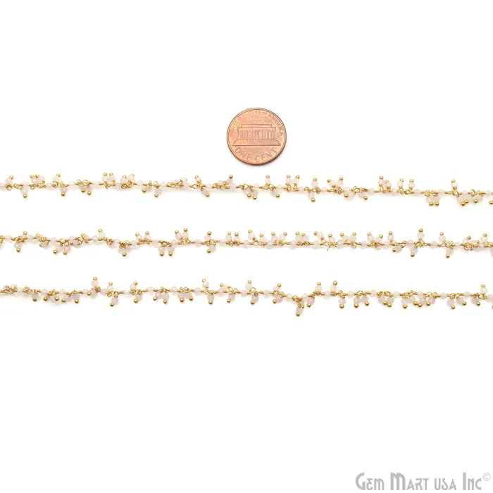 Charm Necklaces Rainbow Moonstone Faceted Beads 225mm Gold Plated Cluster Dangle Chain GemMartUSA