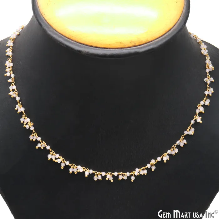 Charm Necklaces Rainbow Moonstone Faceted Beads 225mm Gold Plated Cluster Dangle Chain GemMartUSA